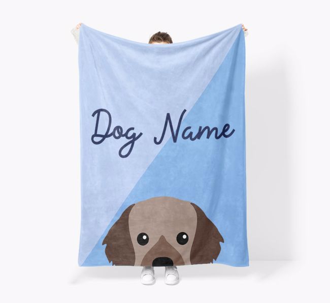 Peeking Name: Personalized {breedFullName} Premium Sherpa Fleece Blanket